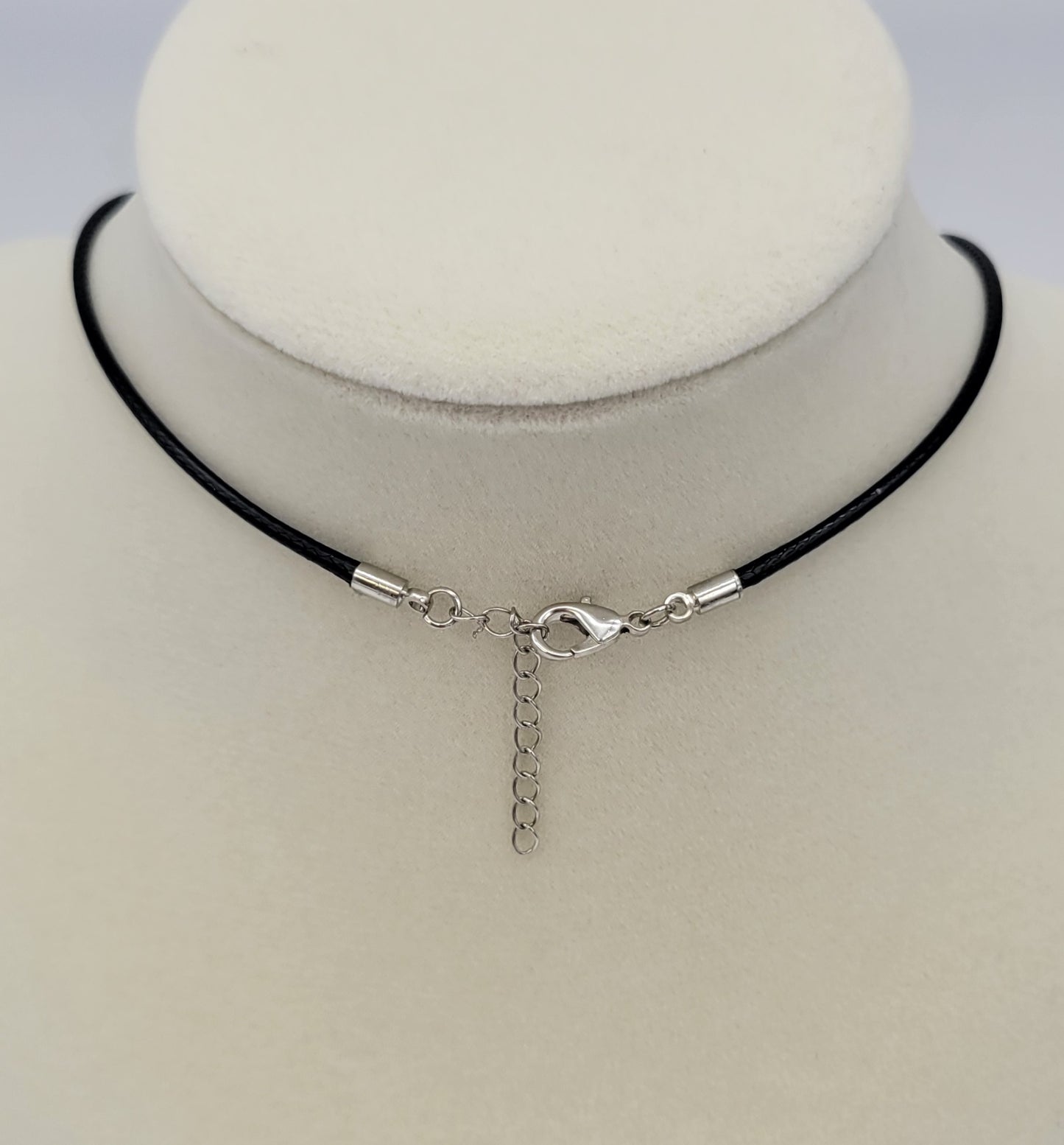 Owl Charm Pendant Necklace with Inlaid Obsidian Stone
