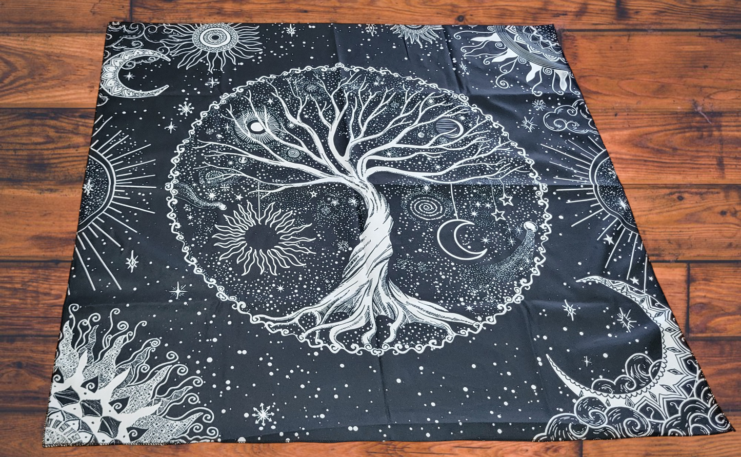 Life Tree Element Tarot Altar Tablecloth (White)