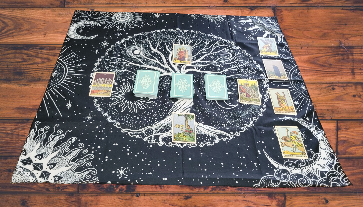 Life Tree Element Tarot Altar Tablecloth (White)