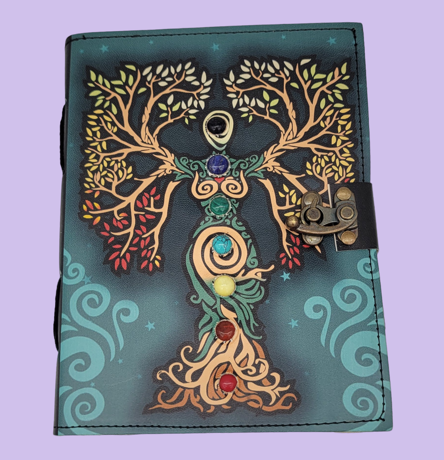 Vintage Leather Mother of Earth Gemstone Tree of Life Journal