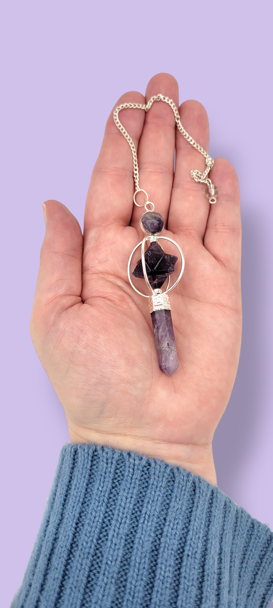 Amethyst Merkaba Spinning Pendulum