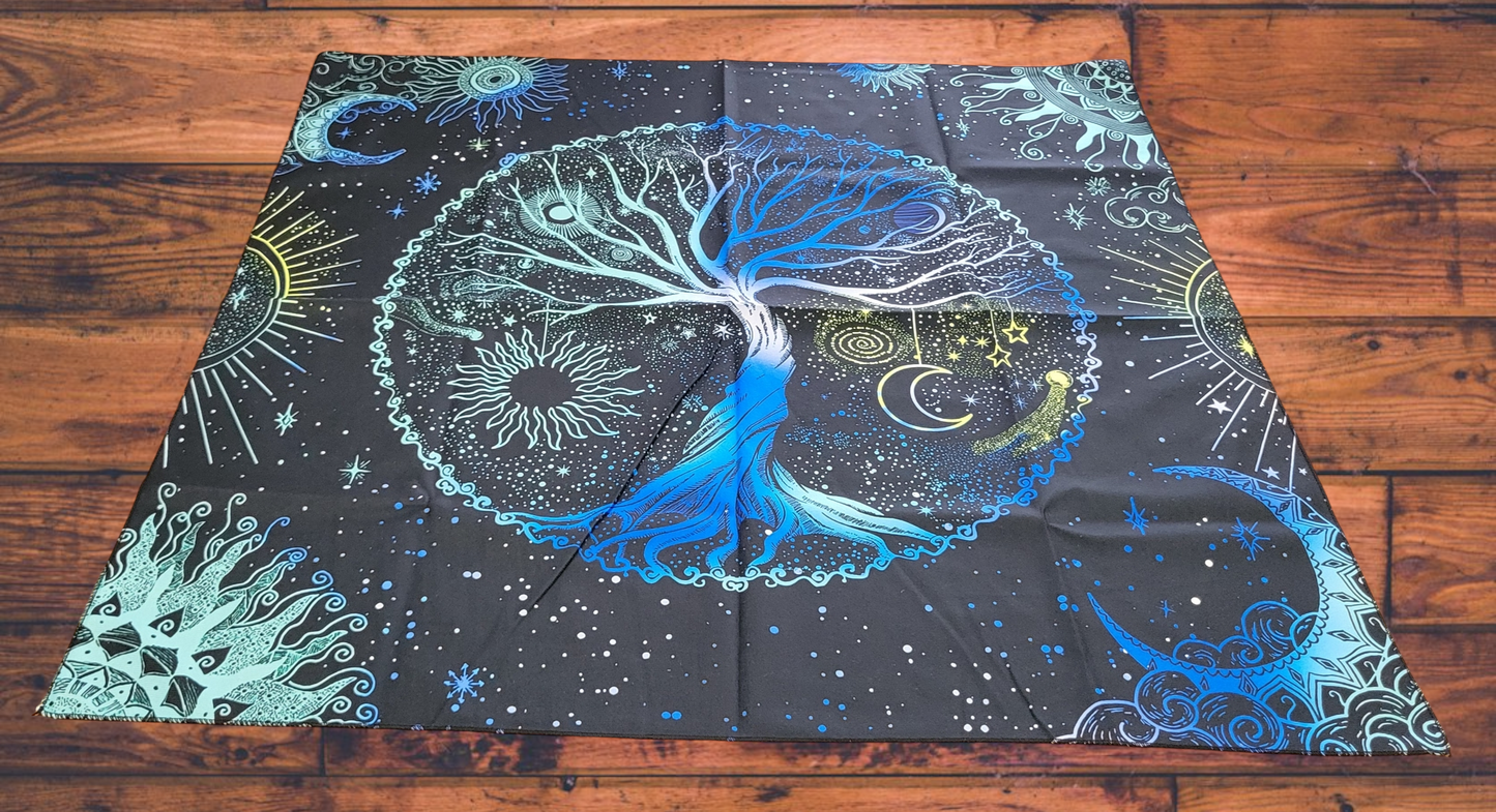 Life Tree Element Tarot Altar Tablecloth (Blue)